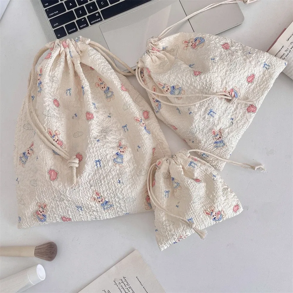 trousse de maquillage portable kawaii pour femme, trousse de toilette kawaii, rangement de cosmétiques, étui à cosmétiques de voyage, étui à cordes de proximité, jolie trousse de maquillage florale