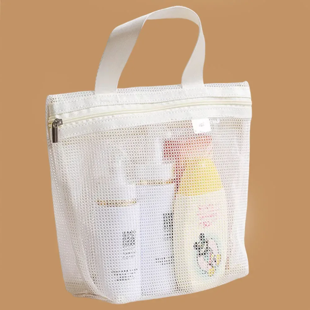 sacs de rangement de maquillage et de toilette en maille, sacs à main portables de voyage, lavage du corps, outils de douche, organisateur suspendu, pochette de rangement de cosmétiques
