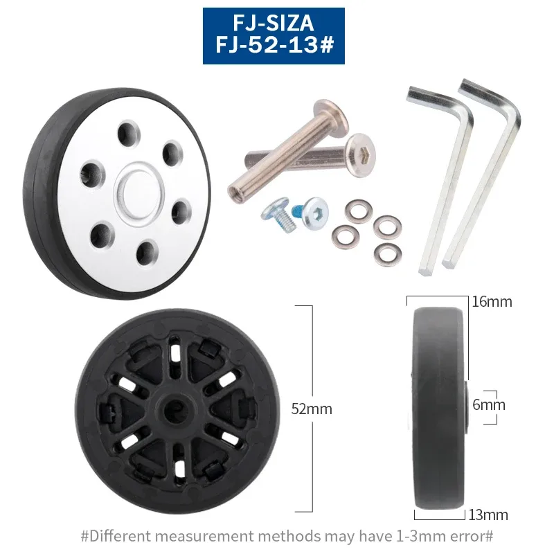 roues de rechange pour valise à bagages, axes od 36-50mm, noir de luxe avec vis, adaptées à une roulette pivotante de valise de 18 à 26 pouces