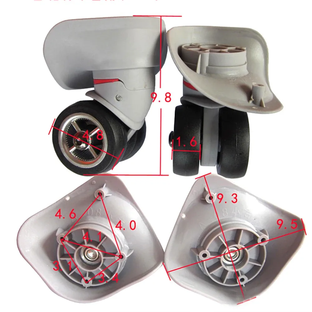 roues bagage caoutchouc noir gris silencieuses universelles pièces remplacement support triangulaire chariot bagages rechange accessoire voyage maintenance