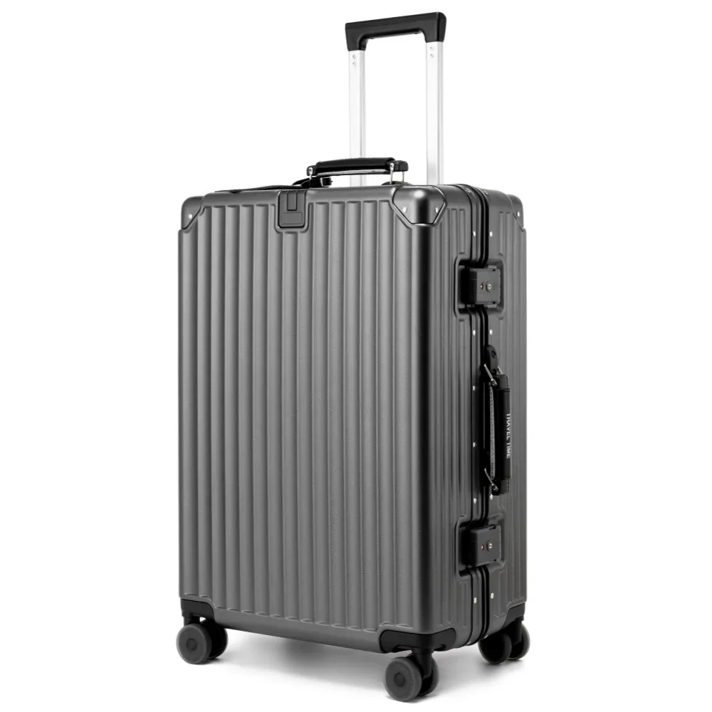 valise à roulettes fashoin en cuir souple avec poignée, coque rigide en pc, cadre en aluminium, serrure tsa, pour femme, 20/24 pouces