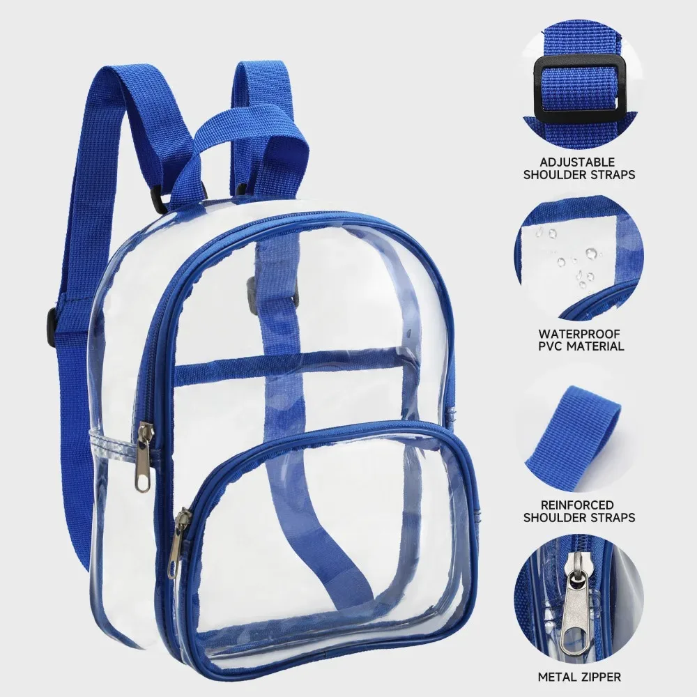 mini sac à dos transparent en pvc, sac de rangement étanche, pochette de toilette de voyage décontractée, organisateur de papeterie portable pour étudiants