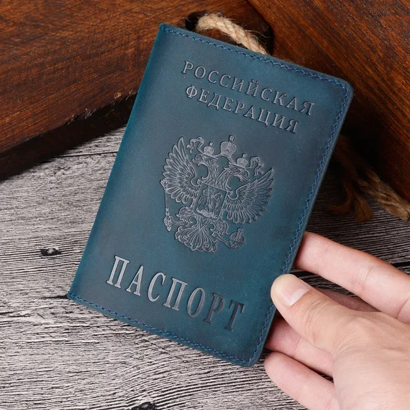 couverture de passeport russe, couverture gravée pour passeport de voyage, porte-passeport en cuir personnalisé