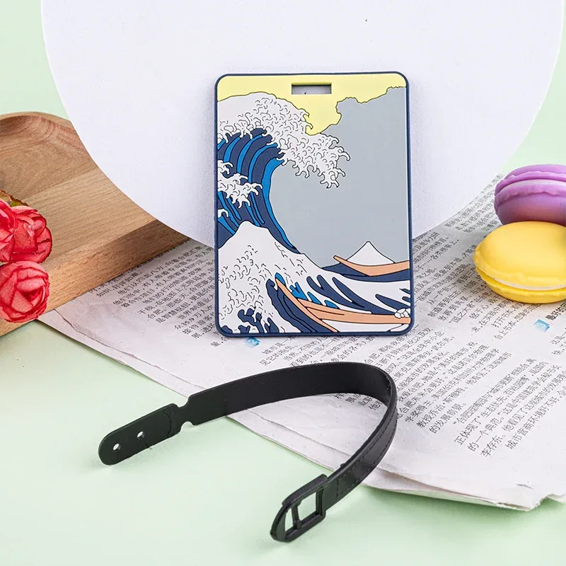 étiquette de bagage de style paysage, étiquettes de bagage mignonnes, porte-adresse d'identification, étiquettes d'embarquement de bagages, couverture de carte portable, accessoires de voyage en pvc