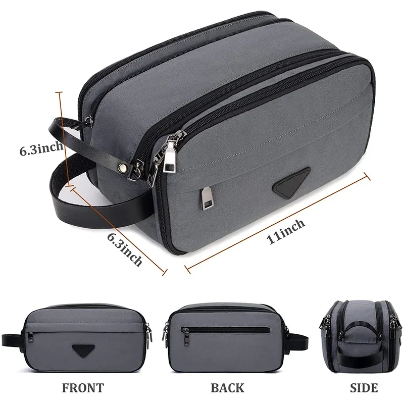 nouveau sac de toilette de voyage pour hommes, grande capacité, tissu oxford, organisateur de maquillage cosmétique, kits dopp de rasage avec double compartiments