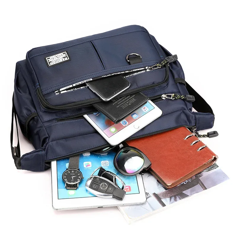sac à bandoulière design oxford pour hommes, grande capacité, décontracté, poche multicouche, mode, simple épaule, sacoche de luxe