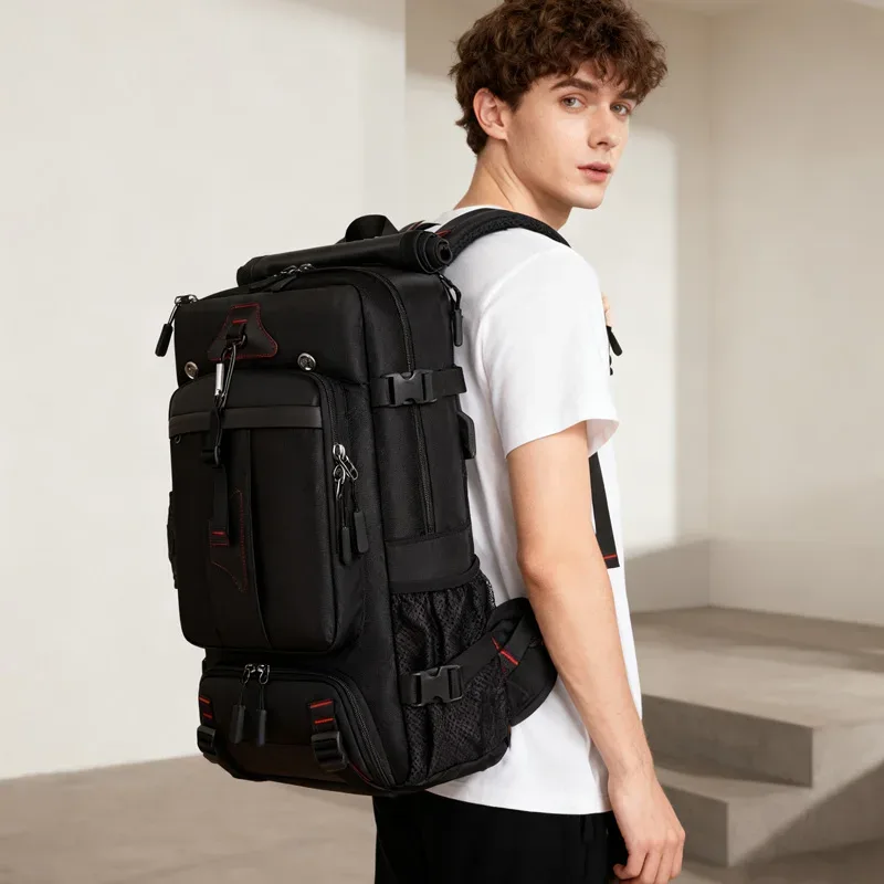 sac à dos de voyage grande capacité, compartiment à bagages convertible avec compartiment à chaussures indépendant, compartiment pour ordinateur portable de 15,6 pouces