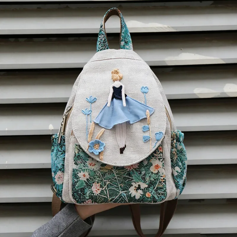 sac à dos de voyage motif aliments 3d pour femmes, sac à dos en lin de haute qualité, sac à dos de luxe pour filles, joli style, mode féminine