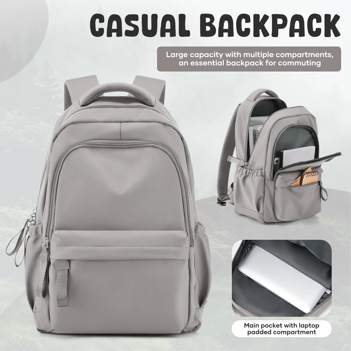 sac à dos scolaire pour adolescentes, sacs à livres décontractés imperméables, sac de jour de voyage léger, sac à dos universitaire basique pour ordinateur portable pour femme