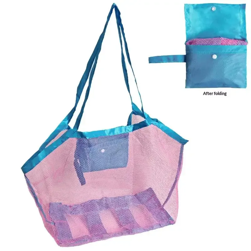sac de rangement pliable et portable pour jouets de plage, outil de fouille de sable pour enfants, en maille, style moderne et simple