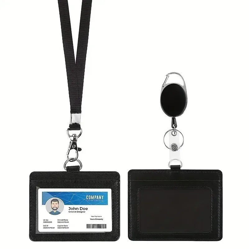 porte-cartes de crédit rétractable, porte-documents, porte-cartes, lanière solide, badge, bobine, fournitures de bureau, noir