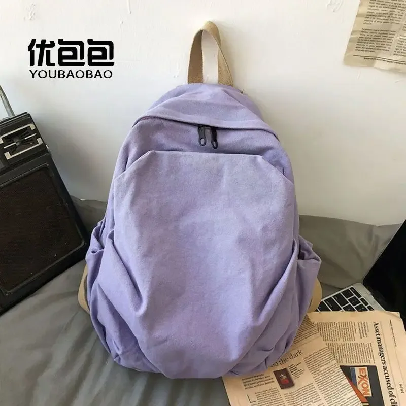 sac à dos décontracté en toile lavée grande capacité pour femme, sac à dos souple et minimaliste pour étudiants, trajets quotidiens et voyages