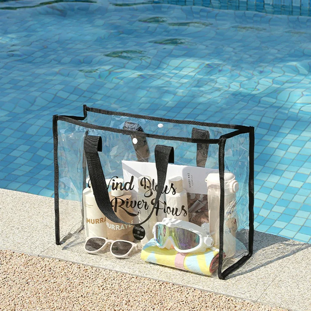 pochette cosmétique et sac de plage - sac de plage léger avec pochette pour téléphone, sac fourre-tout pliable et imperméable pour la plage, la piscine, les vacances