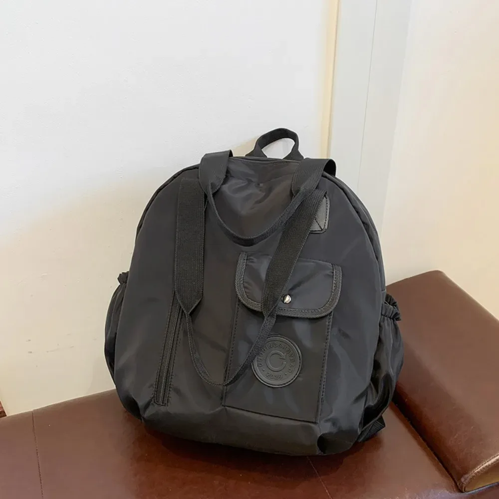 sac à dos de natation en nylon de style coréen mignon, grande capacité, couleur unie, forme ronde, sac à bandoulière, sac fourre-tout, sac de sport en nylon, sac de voyage