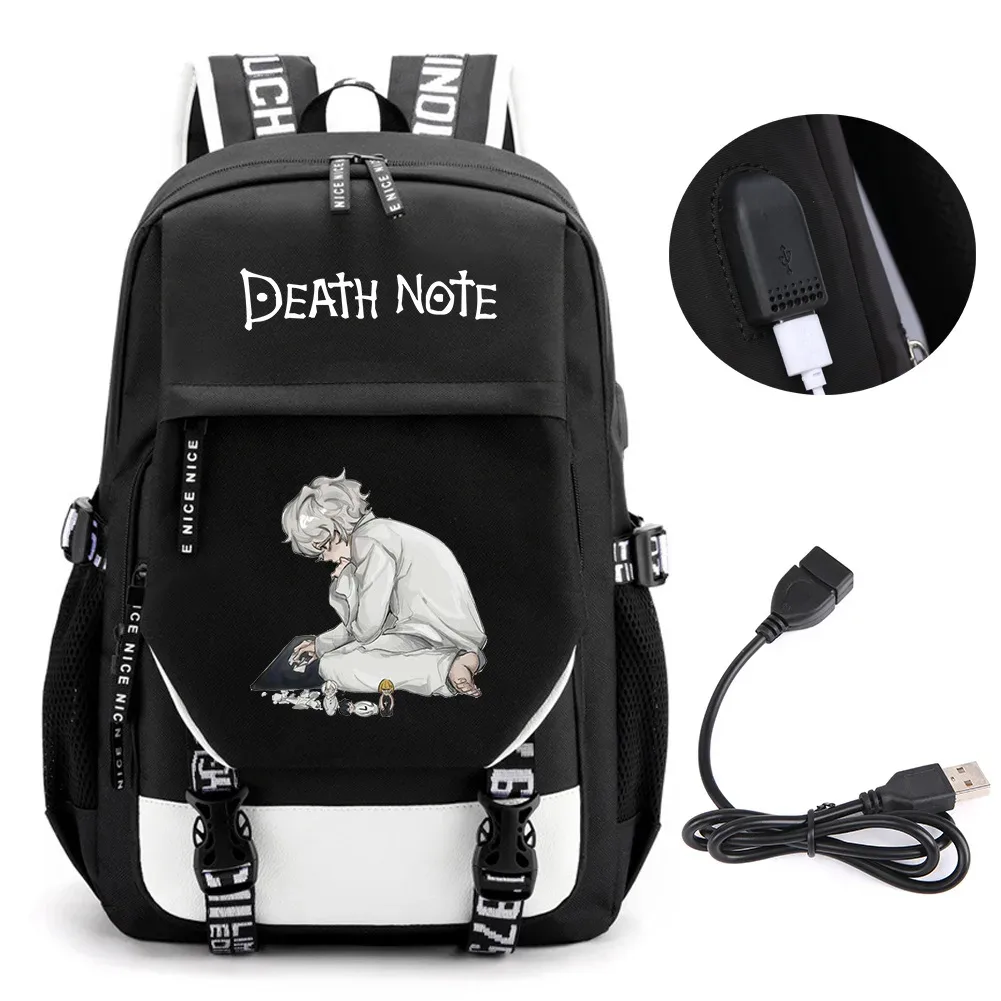 anime death note sac à dos école livre sacs mochila voyage usb port sac ordinateur portable garçon filles cadeau