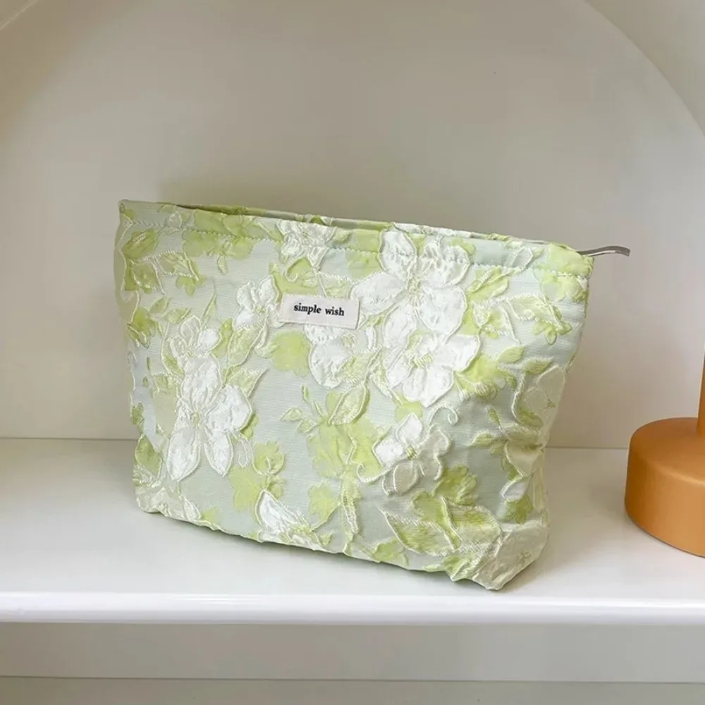trousse de maquillage imprimée tendance, grande capacité, motif floral, pochette de toilette portable pour l'extérieur