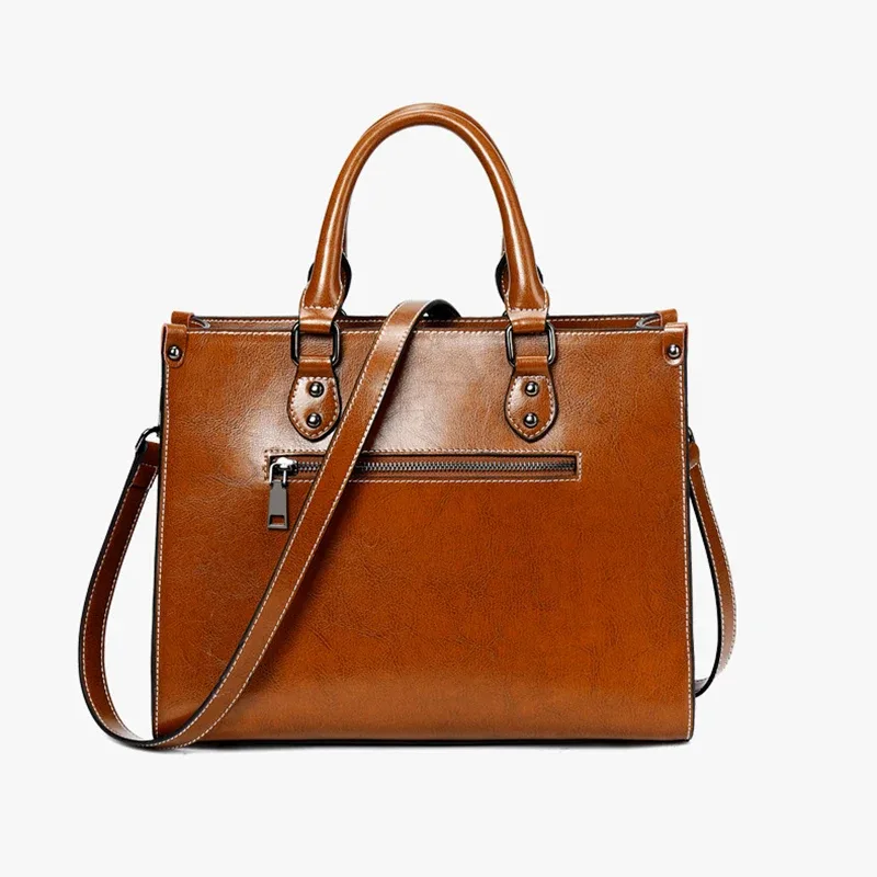 sac fourre-tout en cuir de vachette véritable pour femme, sac à main à poignée supérieure en cuir véritable, sac à bandoulière messager élégant pour le bureau et le shopping