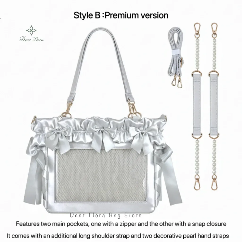 nouveau sac bandoulière y2k avec nœud en ruban, sac à bandoulière transparent grande capacité pour jeunes filles, sac à main diy, sac fourre-tout en satin pour femme