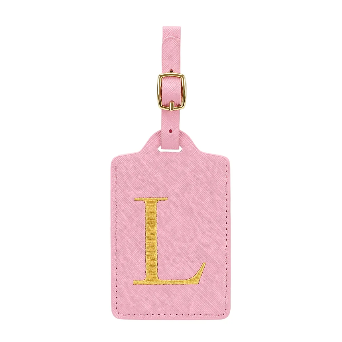 étiquettes de bagages miyin 26 lettres en cuir pu pour valises, protection de la vie privée, accessoires de voyage essentiels, rose