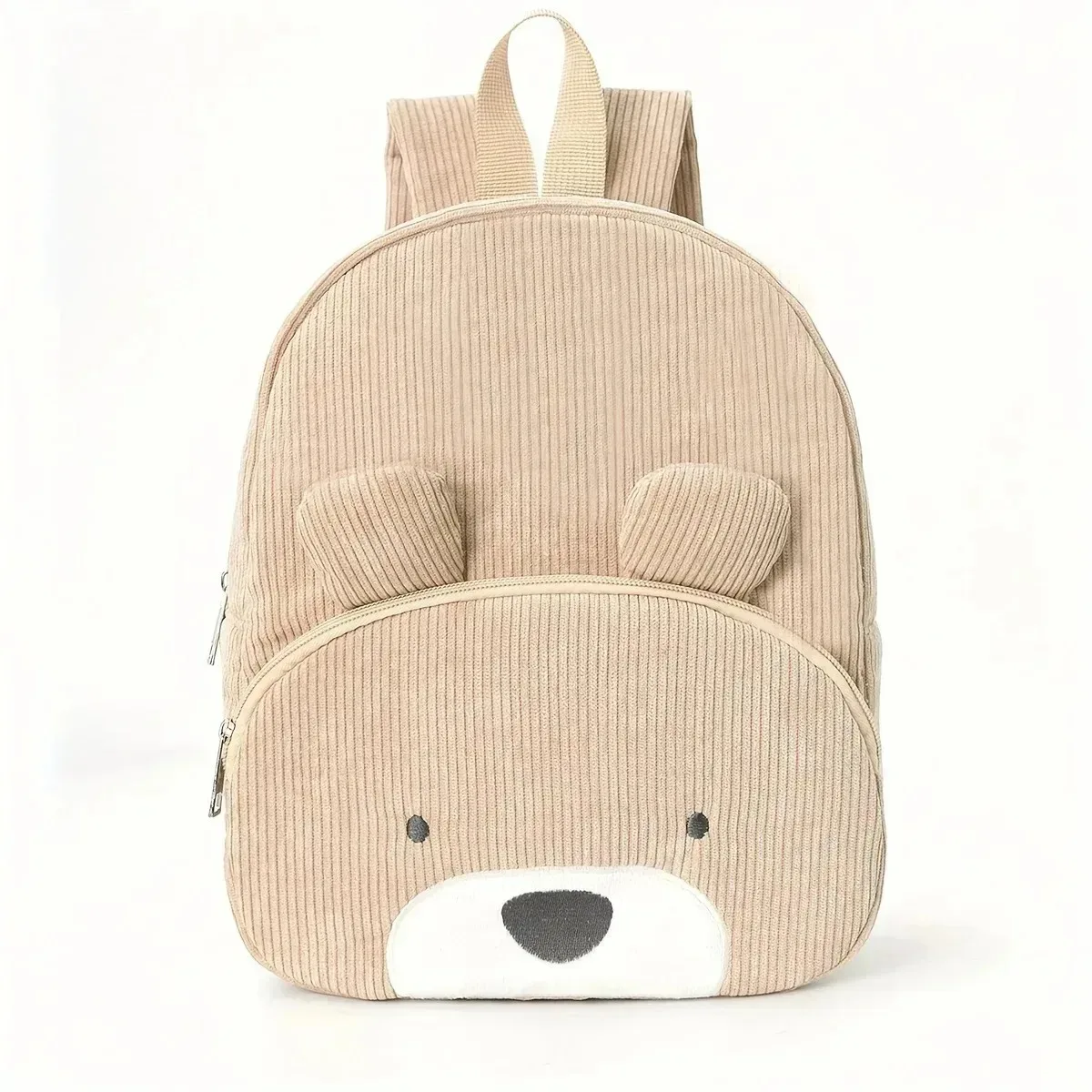 sac à dos pour tout-petits avec nom personnalisé - sac en velours côtelé ours de dessin animé brodé sac à dos en peluche de grande capacité pour la saison scolaire pour les enfants