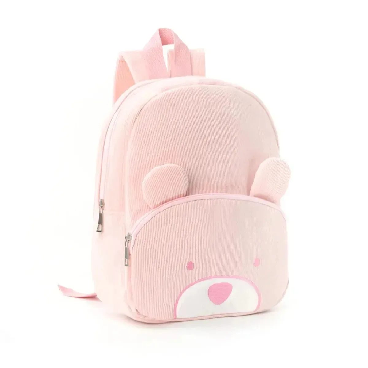 sac à dos pour tout-petits avec nom personnalisé - sac en velours côtelé ours de dessin animé brodé sac à dos en peluche de grande capacité pour la saison scolaire pour les enfants