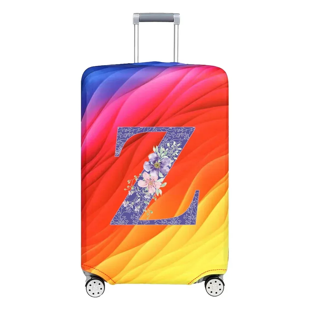 housse de protection pour bagages en tissu extensible, housse anti-poussière, anti-rayures, valise pour sac de 18 à 32 pouces, motif de lettres de fleurs violettes