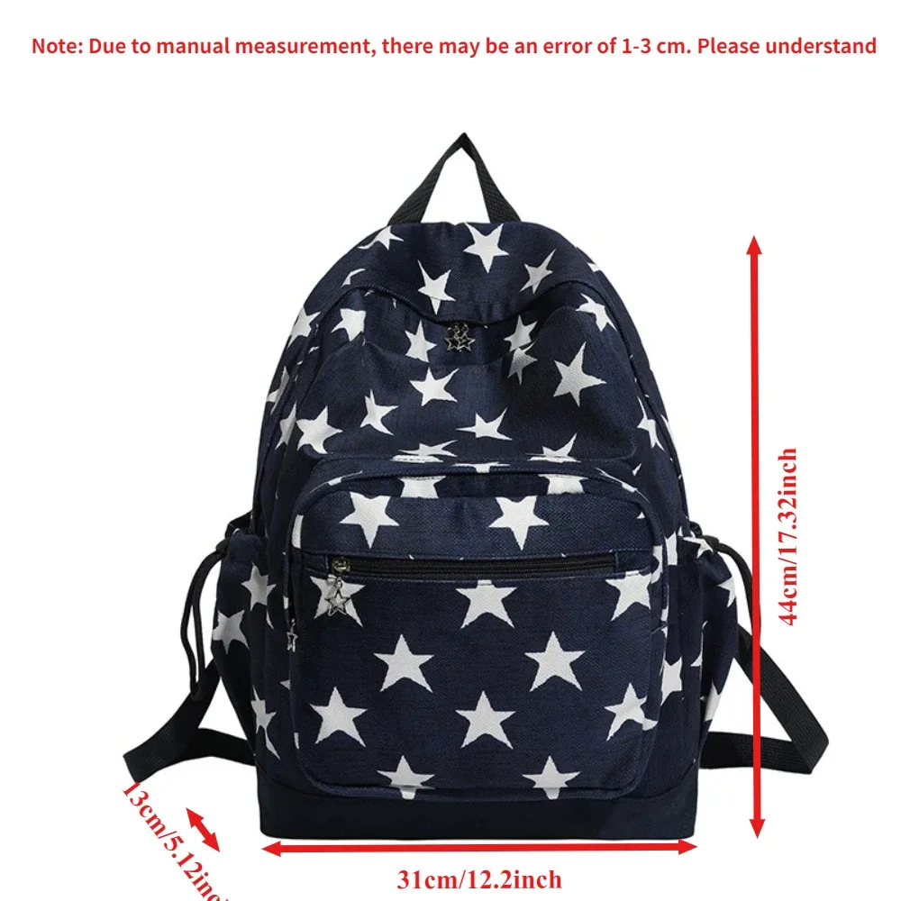 sacs à dos vintage grande capacité pour hommes, style grunge, tendance y2k, esthétique, avec lettres étoiles, simples et polyvalents, pour l'école et les femmes