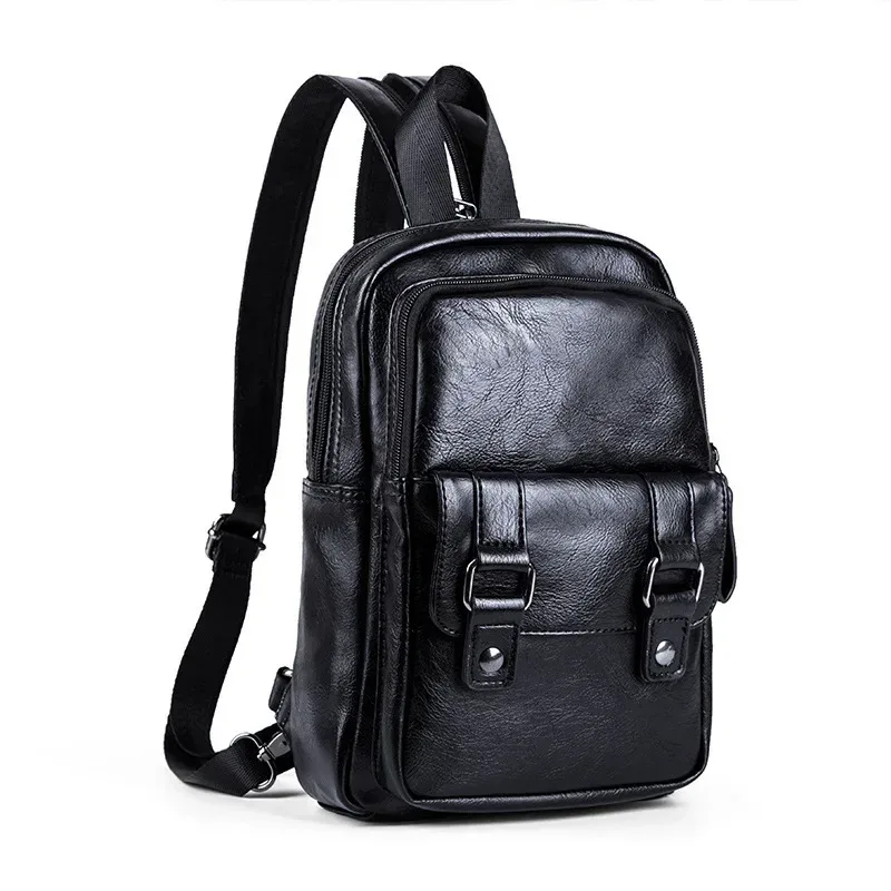 sac à dos multifonction léger pour hommes, sac de poitrine à la mode, petits sacs à bandoulière pour hommes, petits sacs à dos en cuir pu