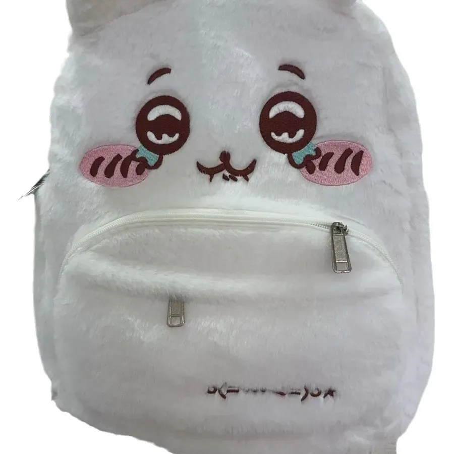 nouveau sac à dos scolaire en velours mignon de style kawaii, grande capacité, broderie, sac à dos pour étudiants, sacs chiikawa pour femme, personnage d'anime