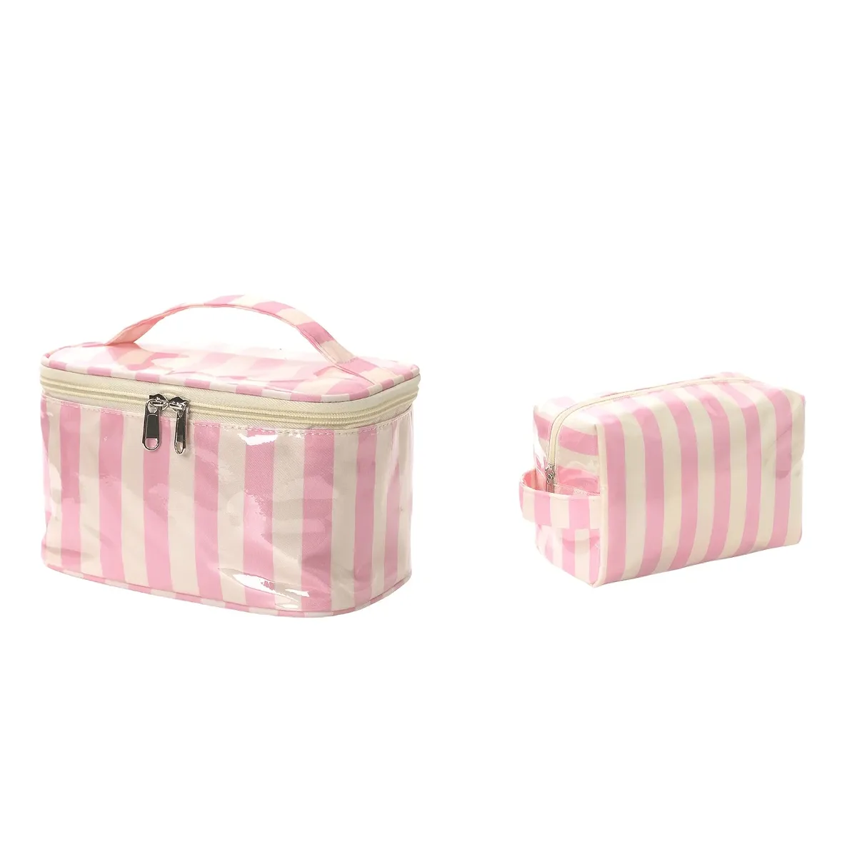sac cosmétique à rayures en pvc de grande capacité, sac de rangement pour articles de toilette pour femmes, sac de maquillage portable, sac de voyage pour voyage d'affaires, soins de la peau