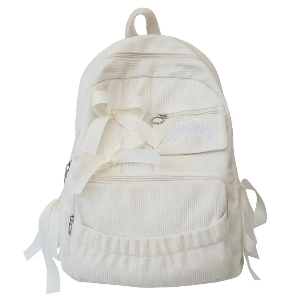 sac à dos d'étudiant à nœud papillon mignon, sac à dos d'école plissé de grande capacité, sac à dos à nœuds réglables