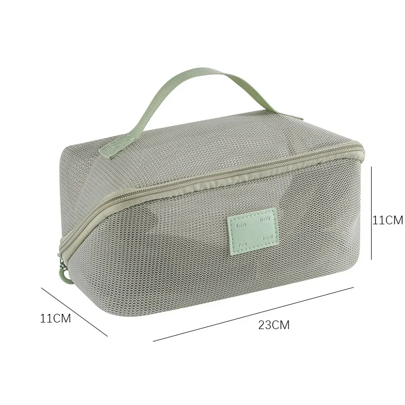 organisateur de toilette transparent de grande capacité, pochette de rangement cosmétique portable pour femmes, sac à maquillage respirant en maille
