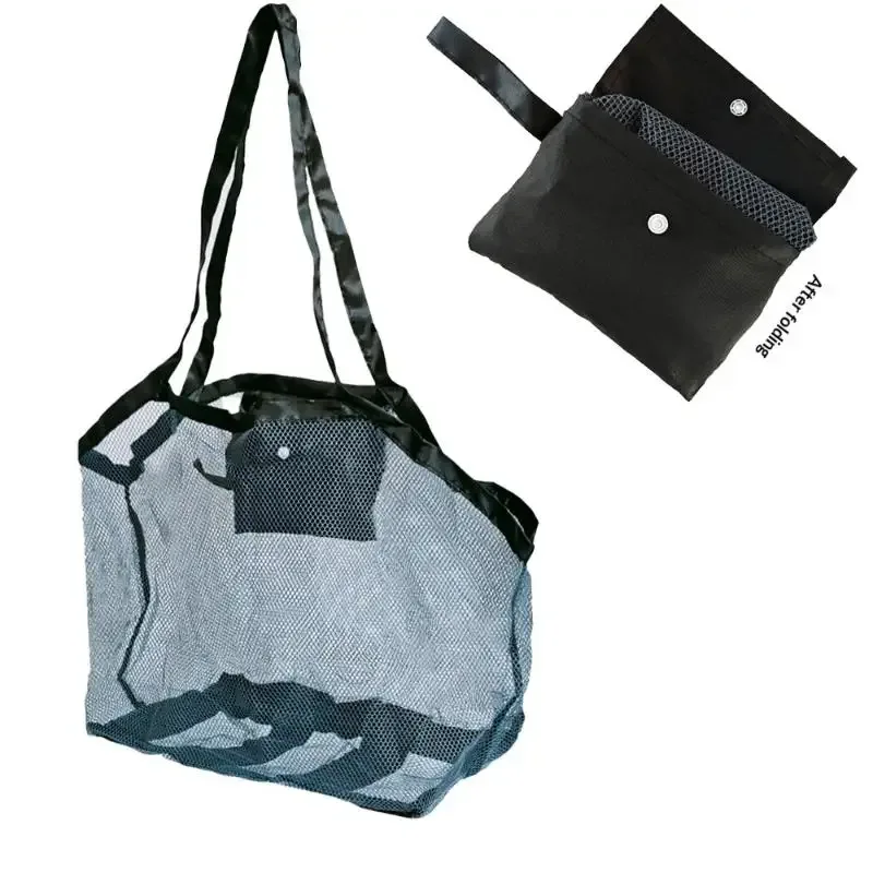 sac de rangement pliable et portable pour jouets de plage, outil de fouille de sable pour enfants, en maille, style moderne et simple