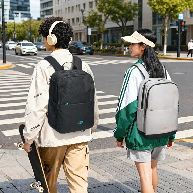 sac dos polyester unisexe noir gris grande capacité transport quotidien voyage affaire poche latérale zippée confortable résistant travail plein air