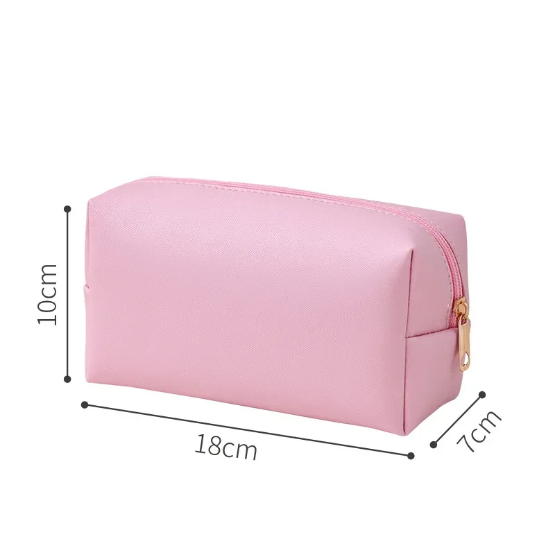 sacs à cosmétiques de couleur unie pour femmes, sac de rangement de maquillage portable de voyage, pochette de toilette à fermeture éclair