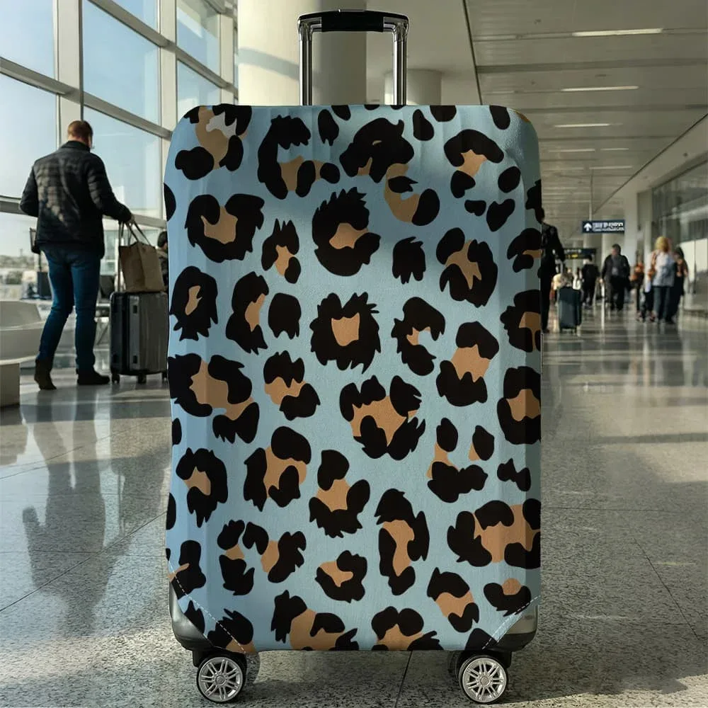 housse de valise beige à imprimé léopard, convient aux bagages de 18 à 32 pouces, protège-poignée de valise, accessoires de voyage
