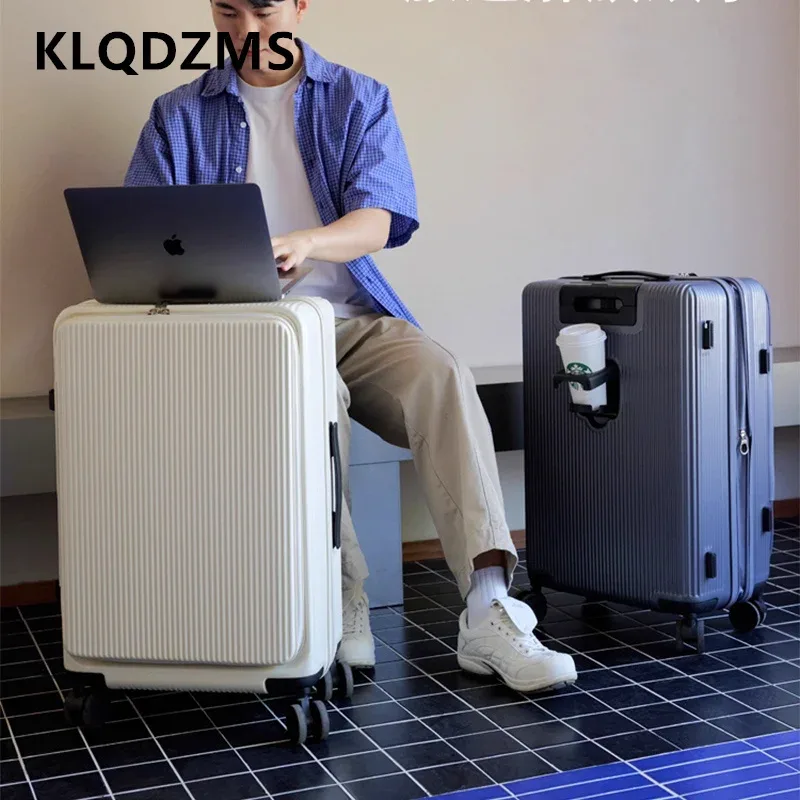 klqdzms 20 "22" 24 "26" 28 pouces bagages de voyage abs + boîtier d'embarquement pc extensible ouverture avant boîtier de chariot pour ordinateur portable valise de cabine