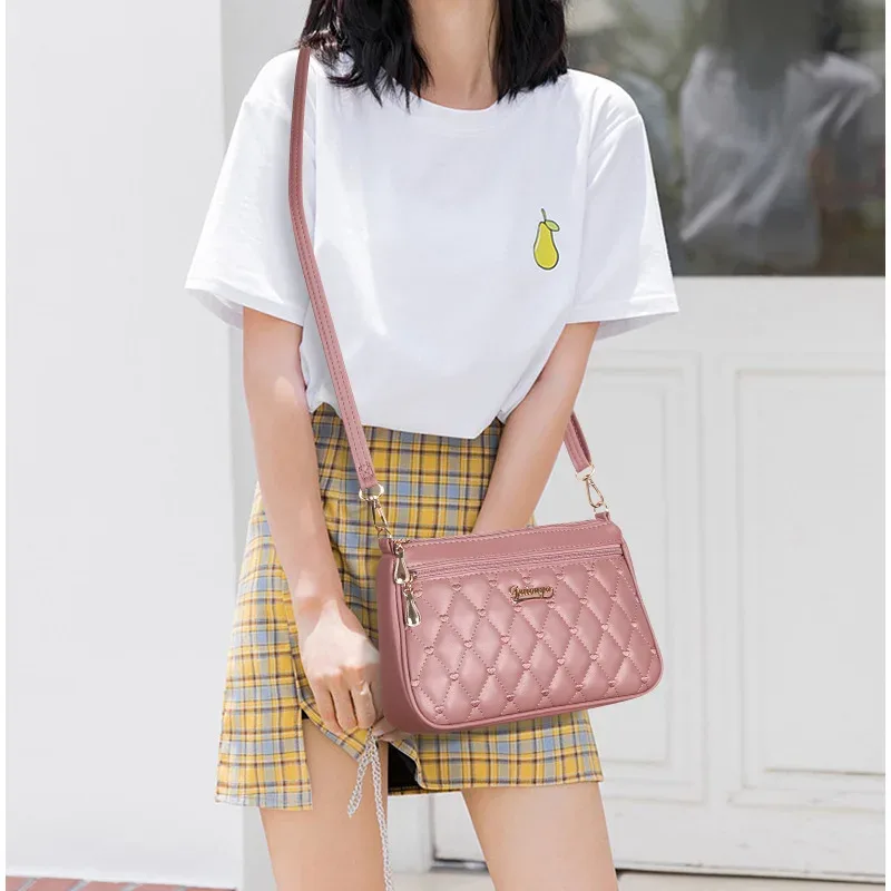 sacs à bandoulière en cuir pu avec fermeture éclair pour femme, petit sac à main, sac à main, grande capacité, fil à broder, initié à la mode, nouveau