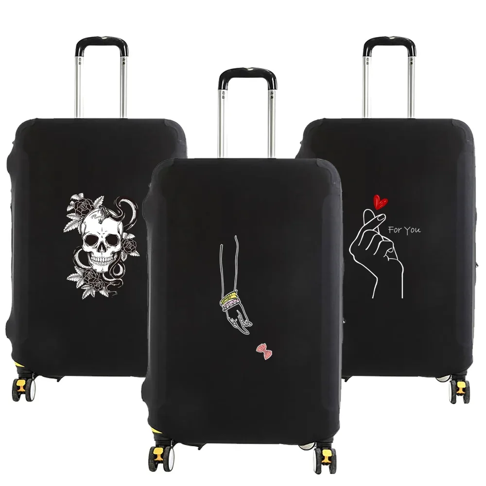 Juste de bagage unisexe avec motif de série d'images blanches, sacs à poussière élastiques, valise à roulettes, étui à la mode, accessoires de voyage, 18 "-28"