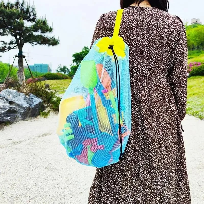 sac de rangement pour jouets de plage en maille de grande capacité, sac pliable respirant et portable pour voyage, organisateur de sac de natation en plein air, 1 pièce