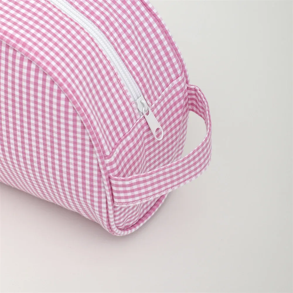 grand sac à main à carreaux pour femme, trousse cosmétique à carreaux, trousse de maquillage, trousse de toilette, poudres, rose, bleu, voyage
