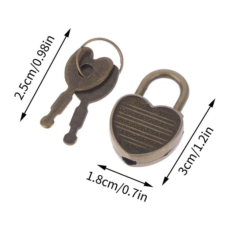 cadenas verrouiller métal forme coeur clé noir argent doré hautequalite voyage usage sécurité bagage journal boitebijoux collectible