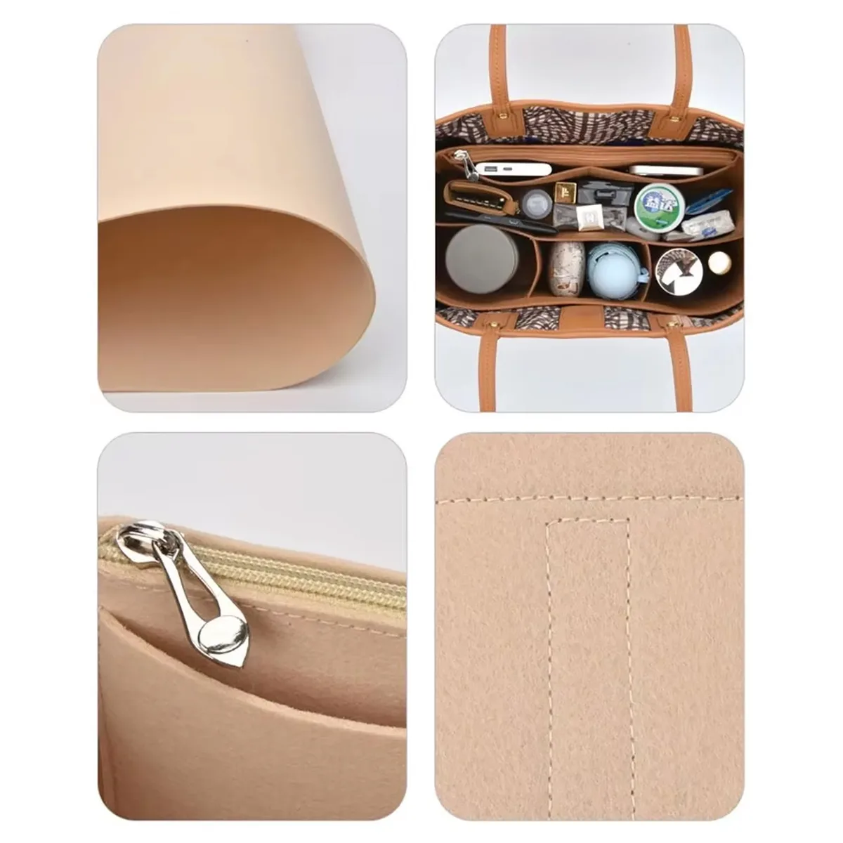 pochette de rangement en feutre pour sac à main, sac fourre-tout, sac intérieur pour liz visetos, 3 styles