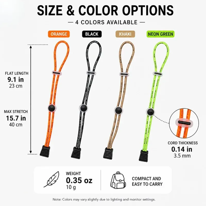 corde élastique multifonctionnelle plastique orange boucles noire kaki vert neuron sangle sac utilisation voyage