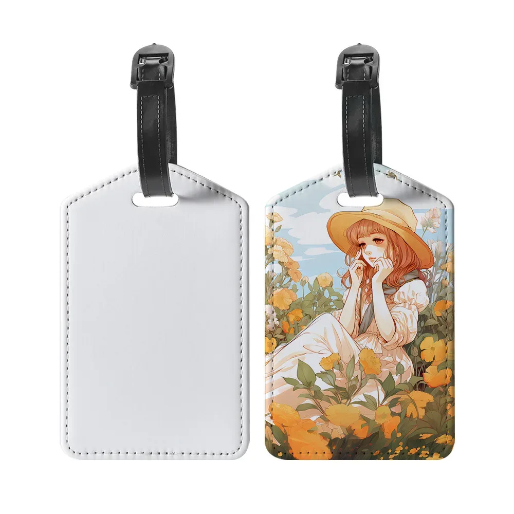 étiquettes de bagage en cuir pu avec image personnalisée, étiquettes d'identification étanches pour photos personnalisées, voyage d'affaires, passe d'embarquement en cuir haut de gamme