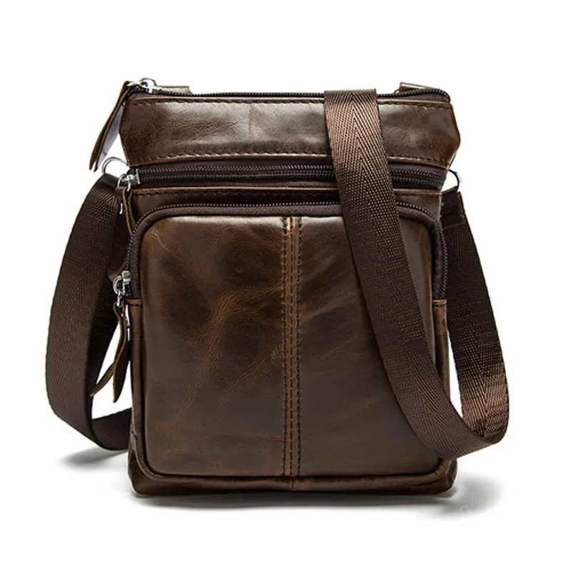sac à bandoulière vintage en cuir véritable pour homme, sac à main messenger, étui à bombes, sac principal, initié, noir, 2020