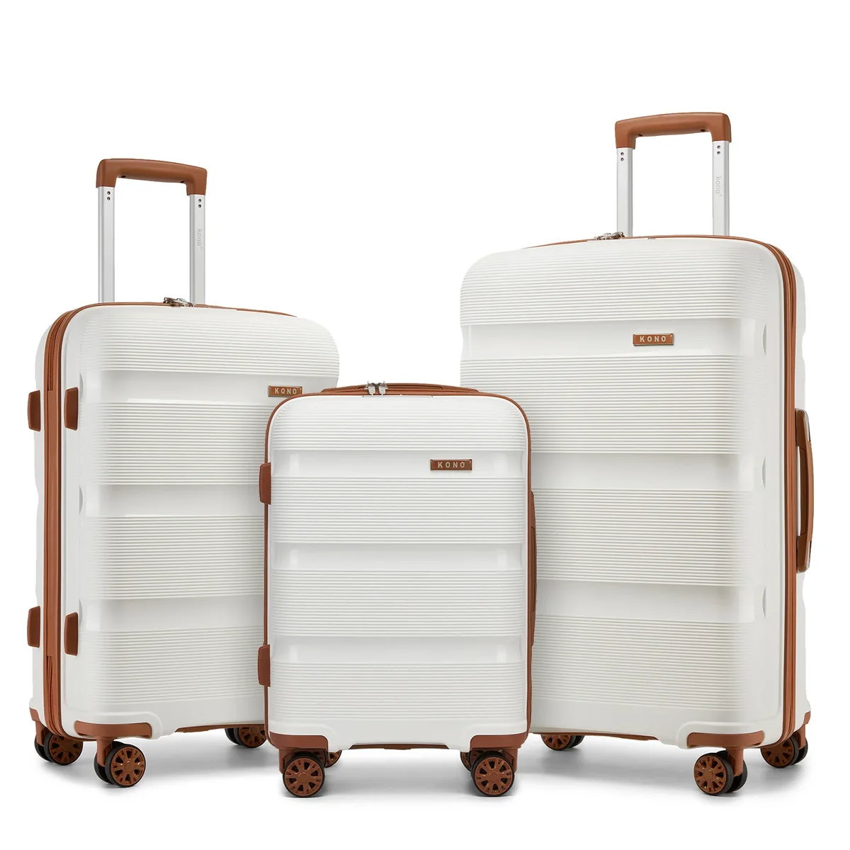 ensemble de bagages kono en polypropylène rigide 3 pièces, valises cabine et bagages à roulettes 55/65/75 cm avec 4 roues pivotantes à 360° ° roues pivotantes et serrure à combinaison tsa, couleurs turquoise/noir