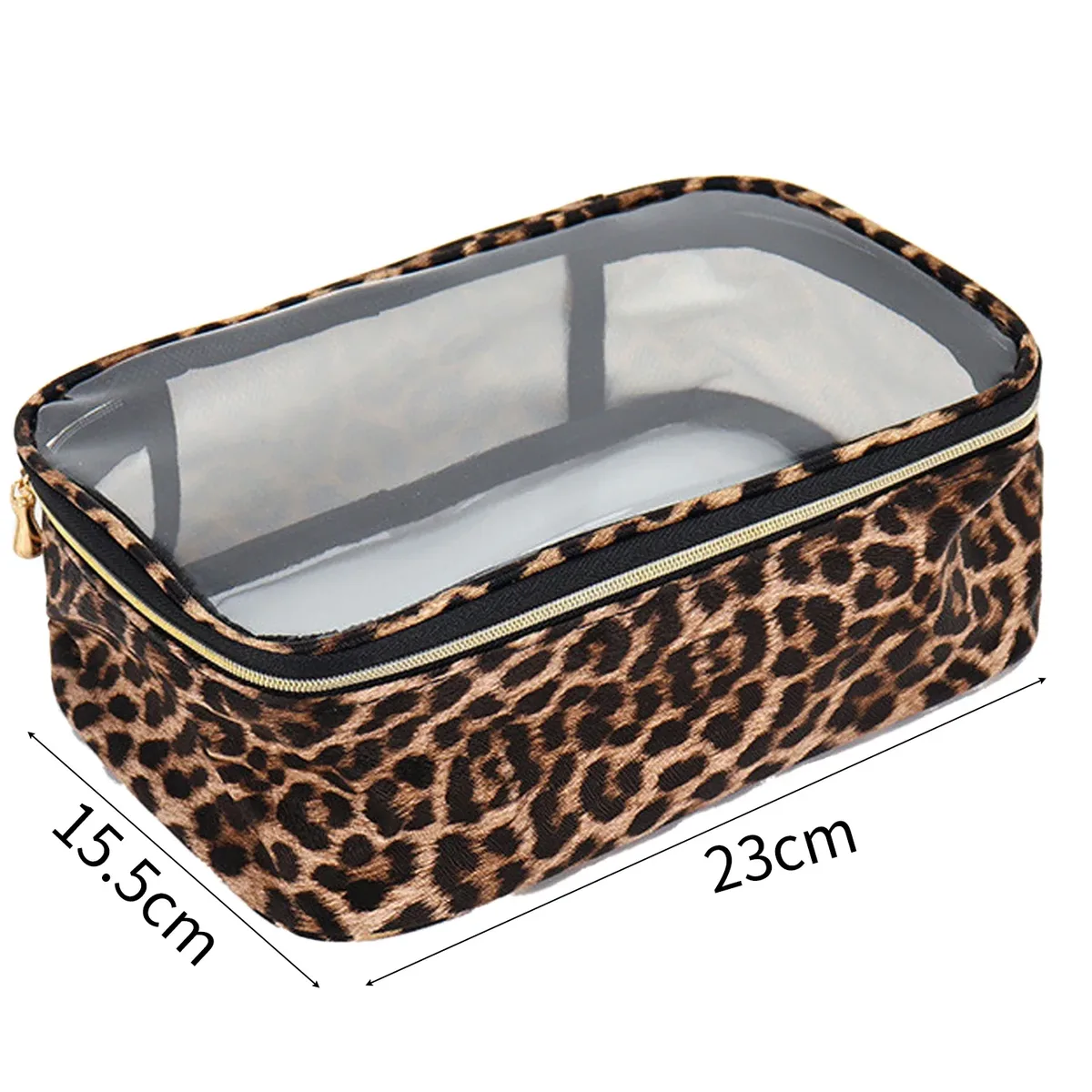 trousse toilette nylon motif léopard transparent voyage grande capacité organisateur cosmétiques maquillage sac accessoires