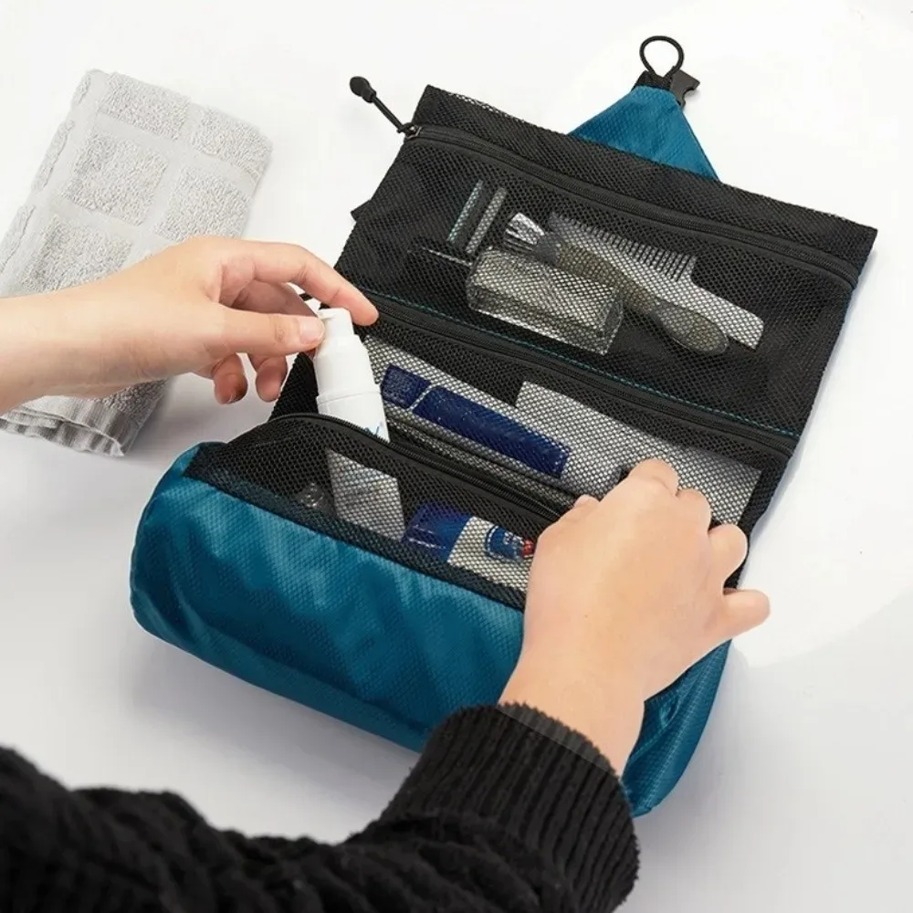 trousse de toilette pliable portable de grande capacité, sac de lavage étanche pour voyage d'affaires, sac à cosmétiques de voyage