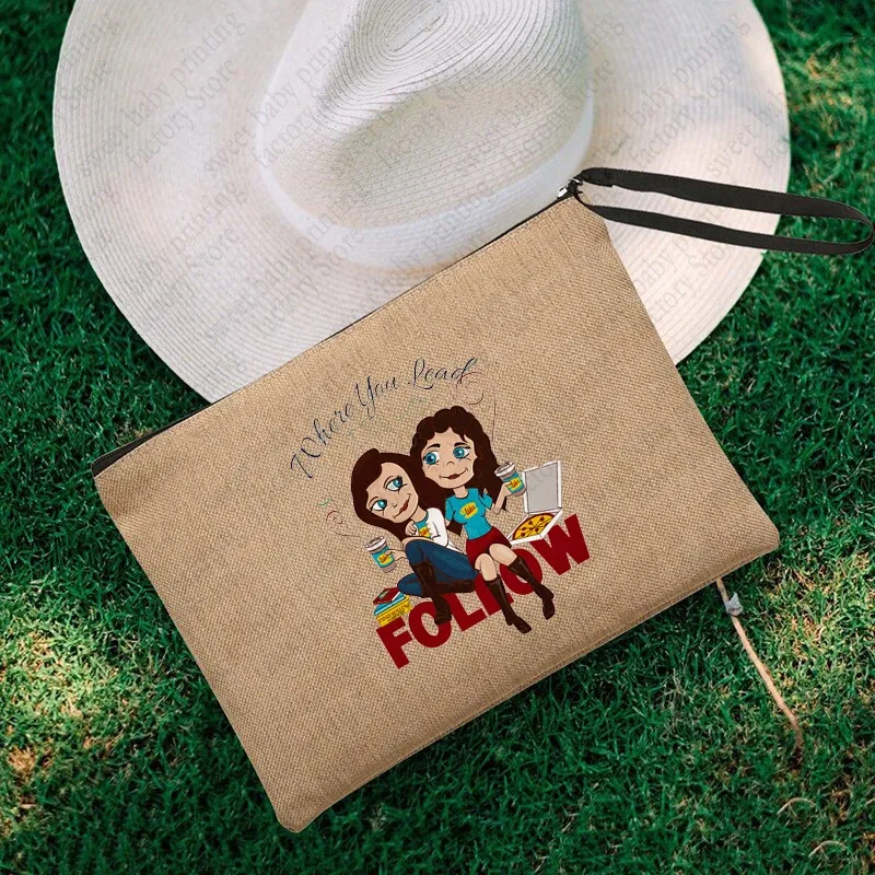 luke's flaxen cosmetic bag, coffee lover purse, inspired unisex wristlet clutch, gilmore girl star hollow powder, gérmerch